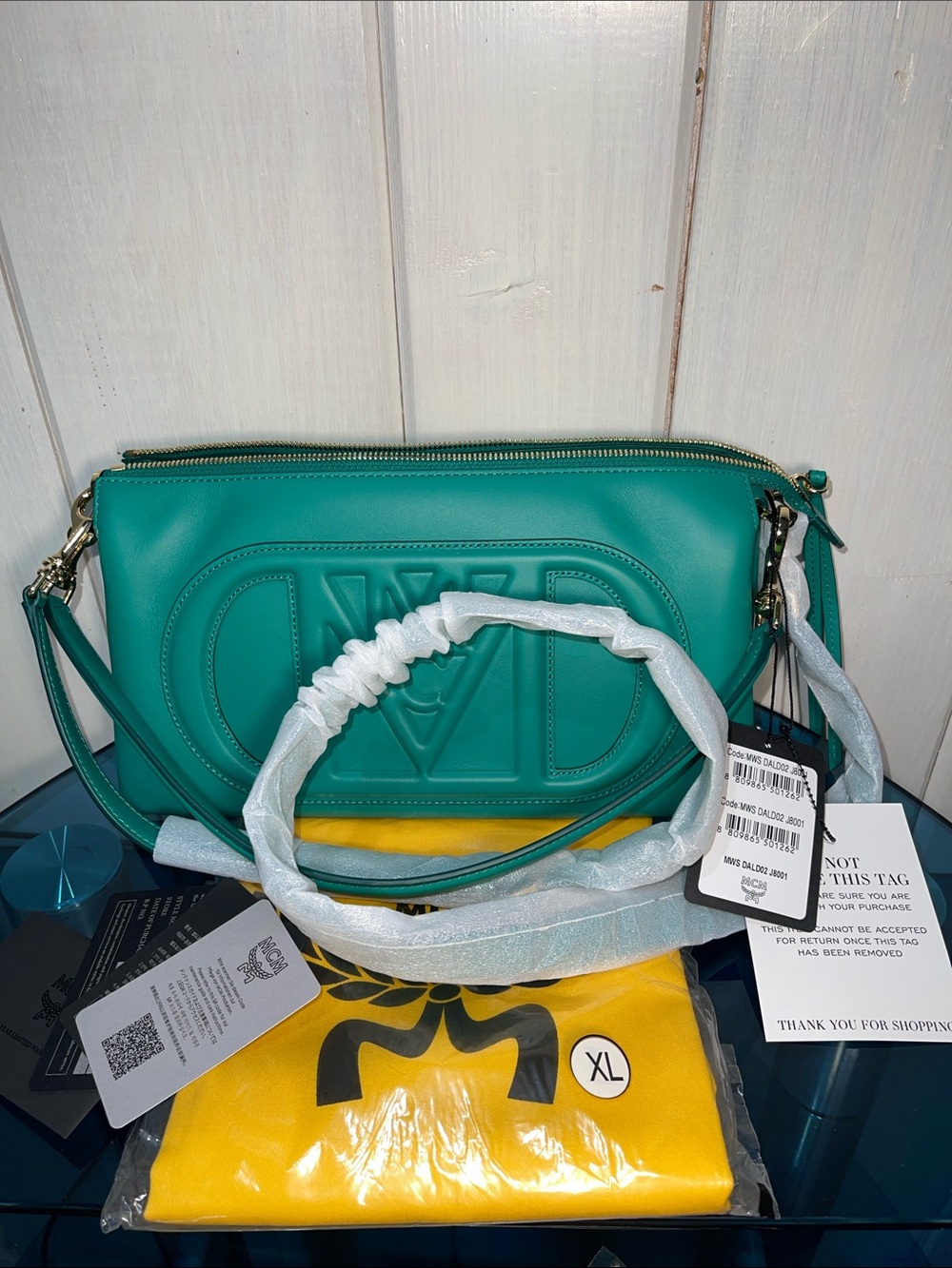 MCM Mode Travia Shoulder Bag Spanish Calf Leather in Bosohorus Green NWT - Picture 7 of 16